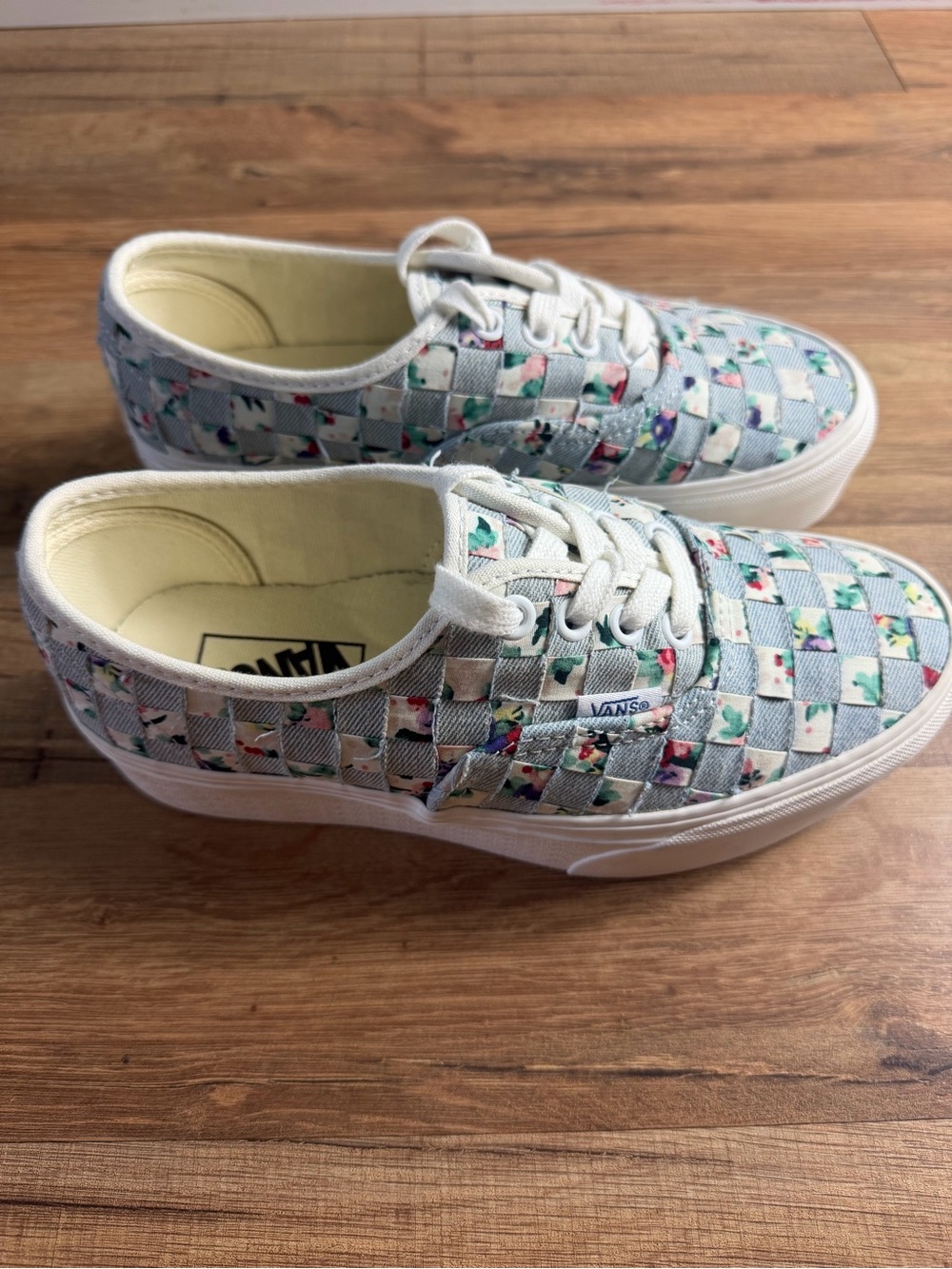 Women’s Vans Floral Authentic Stackform Woven Floral/Denim Platform Sneakers 6.5 - Picture 8 of 11